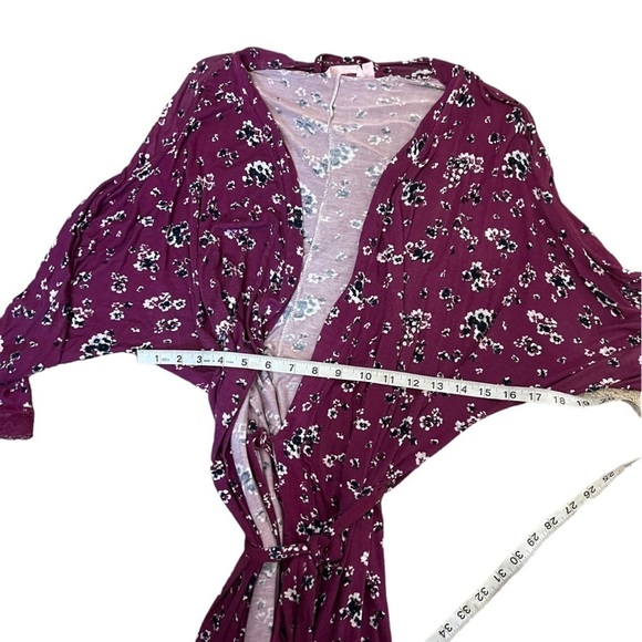 LA VIE EN ROSE Purple Floral Print Lightweight Sleep Robe S/M - Picture 6 of 8
